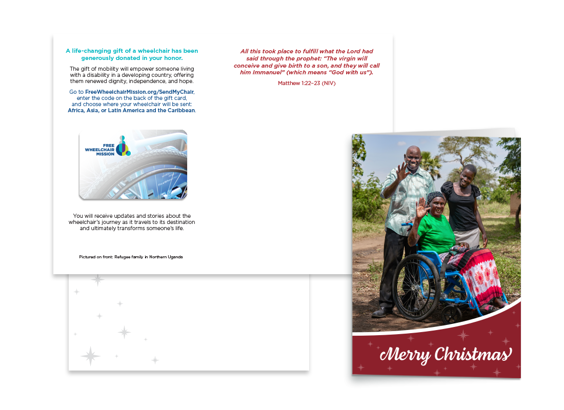 Christmas Card with Refugee Family