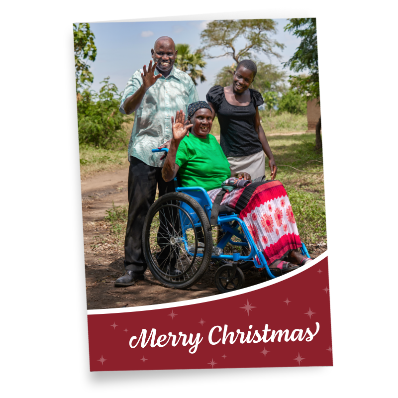 Christmas Card with Refugee Family