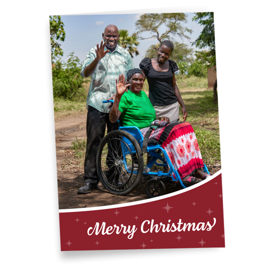 Christmas Card with Refugee Family